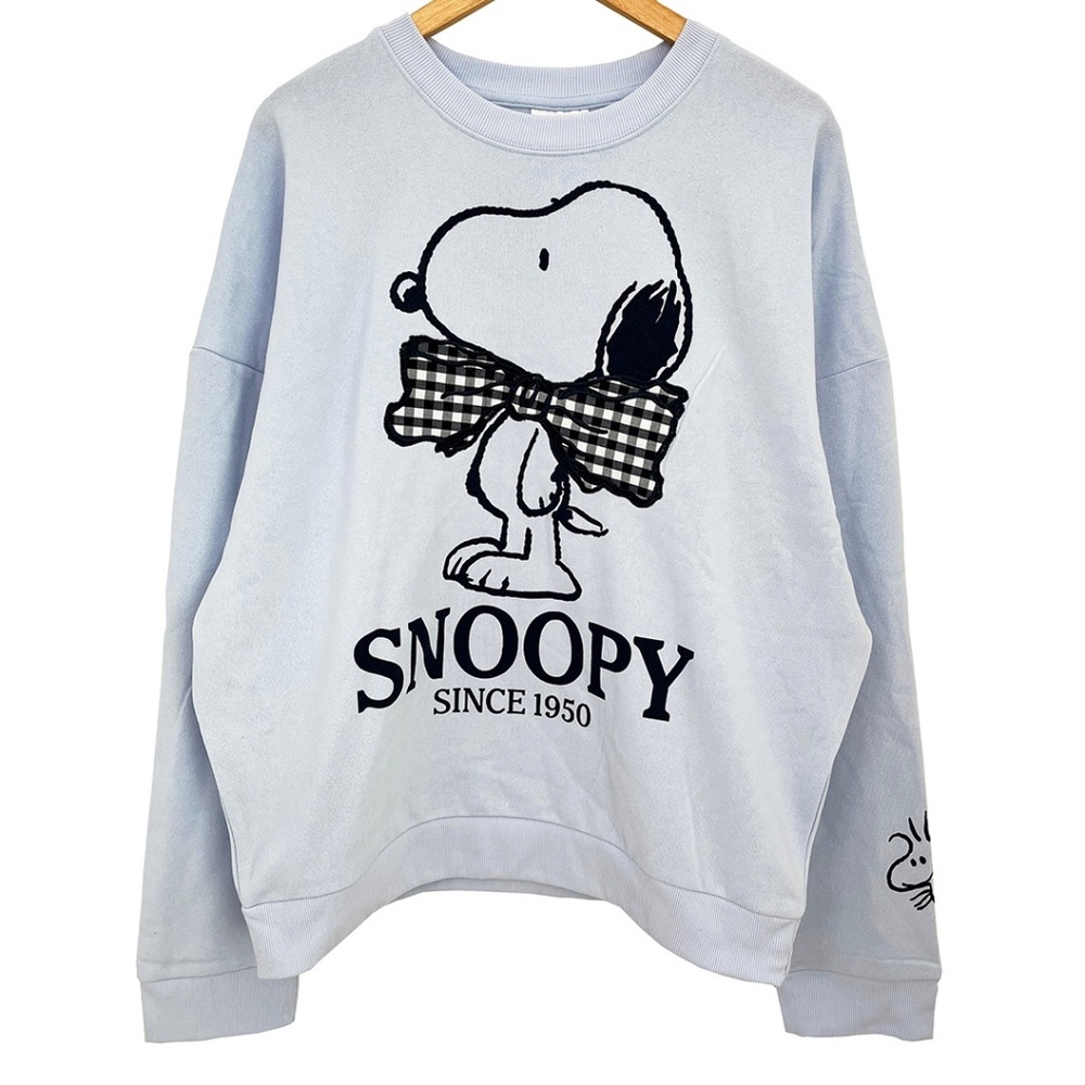 NWT Snoopy Gingham Bow Tie Appliqué Sweatshirt Women’s XL